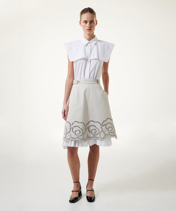 Machka High Waist Skirt With Pleat Trim Grey
