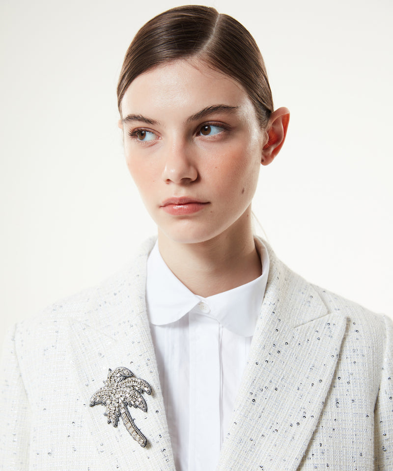 Machka Sequined Tweed Blazer Off White