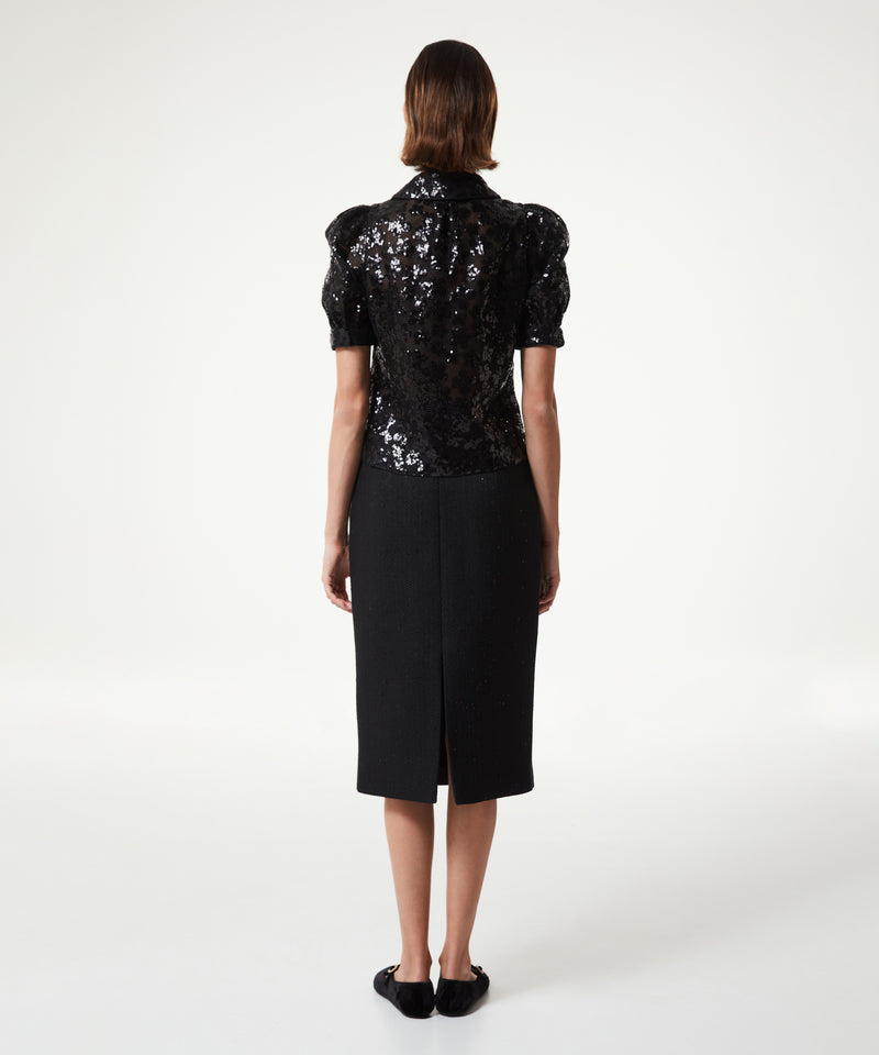 Machka Sequin Embroidered Blouse Black