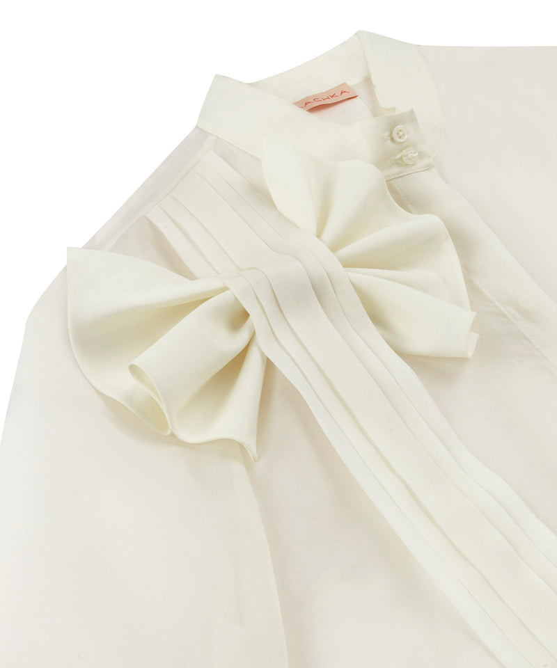 Machka Silk Shirt With Ribbon Off White