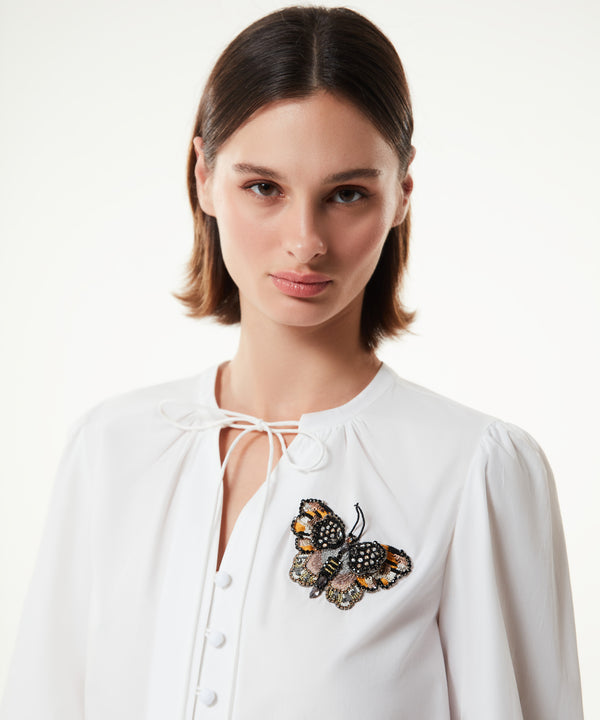 Machka Butterfly Embroidered Shirt Ecru