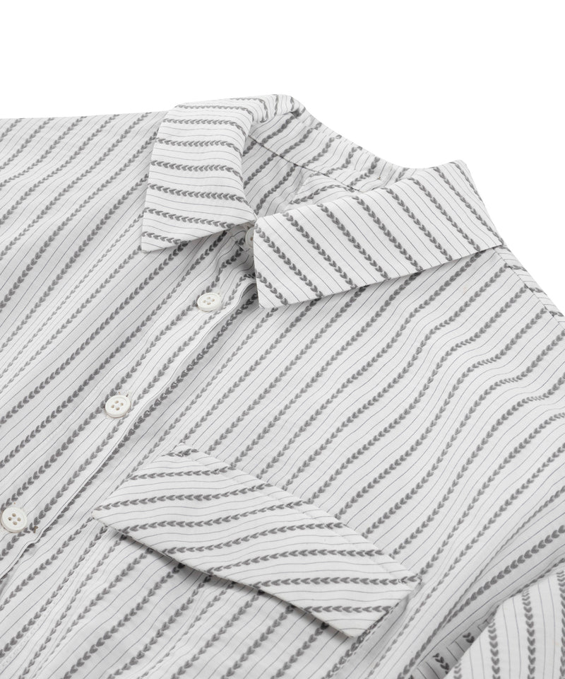 Machka Line Pattern Textured Shirt Grey