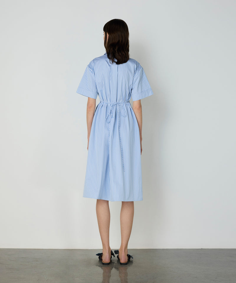 Machka Poplin Dress With Waist Tie Light Blue