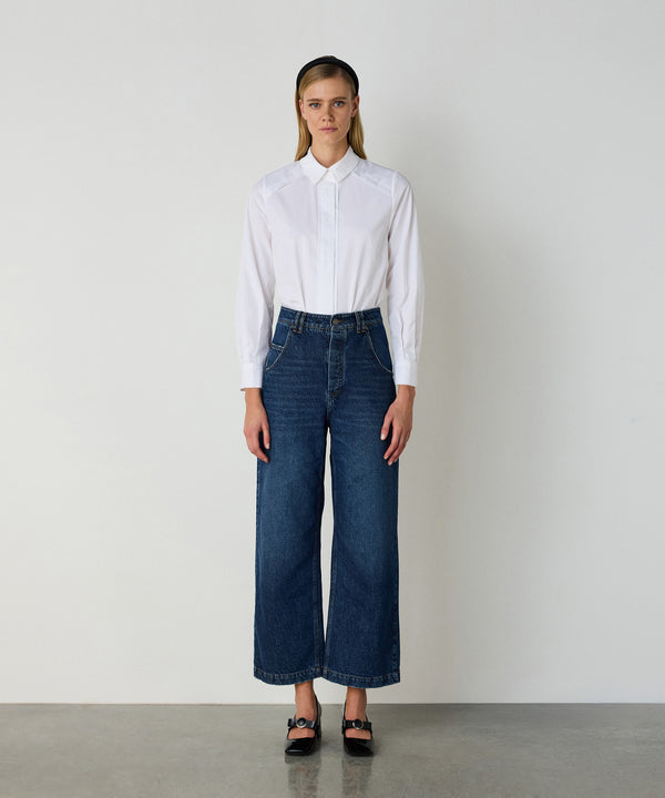 Machka Wide Leg Fit Denim Pants Indigo