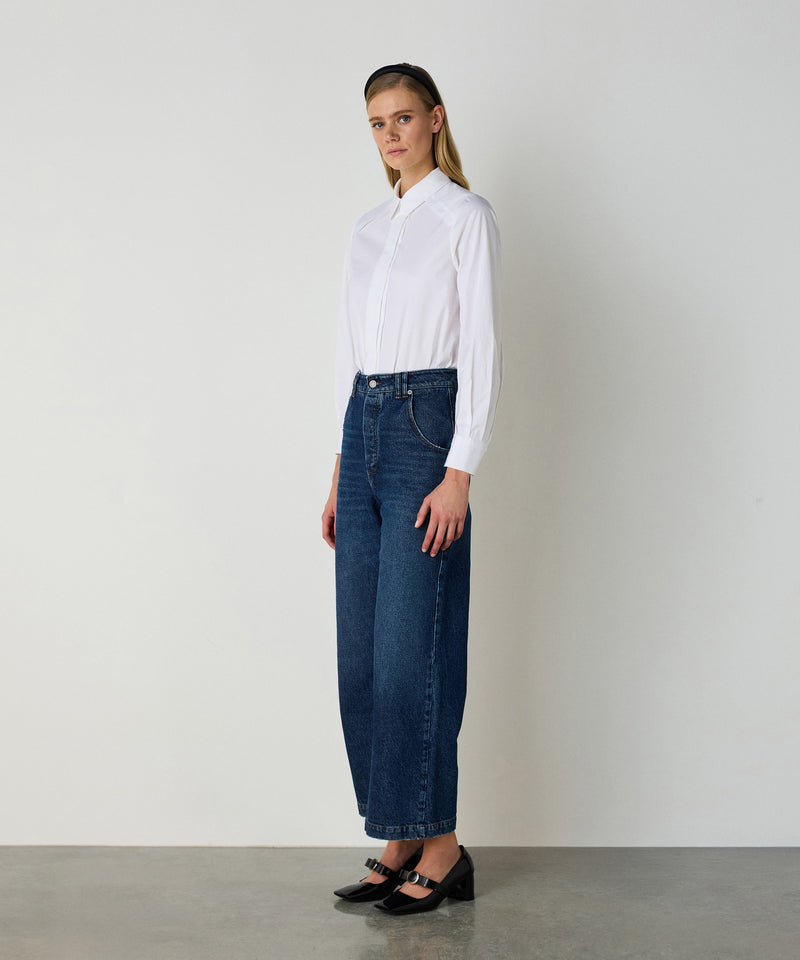 Machka Wide Leg Fit Denim Pants Indigo