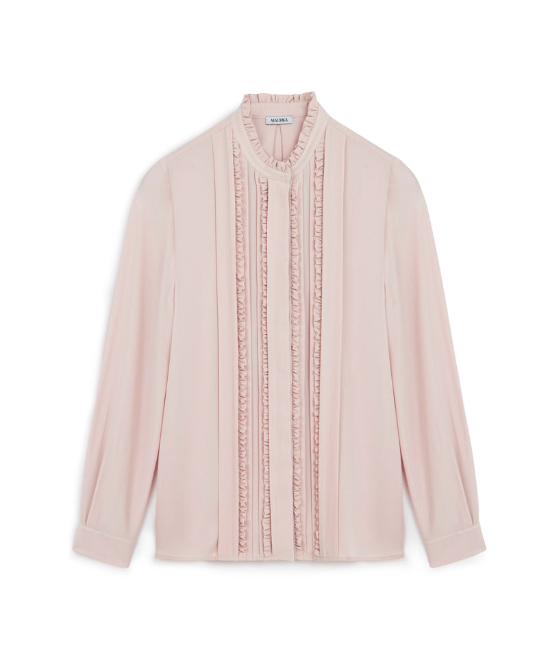 Machka Ruffle Silk Blouse Powder