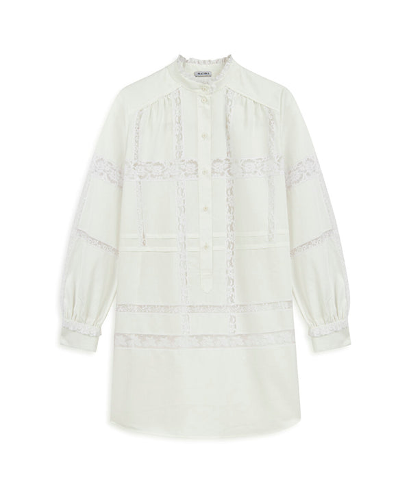 Machka Poplin Blouse With Lace Trim White