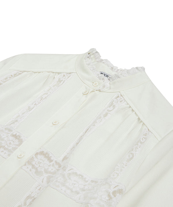 Machka Poplin Blouse With Lace Trim White