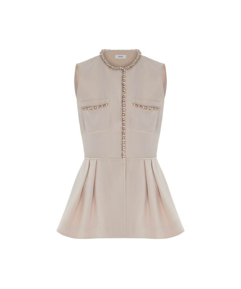 Machka Pearl-Stone Embellished Outer Vest Oil