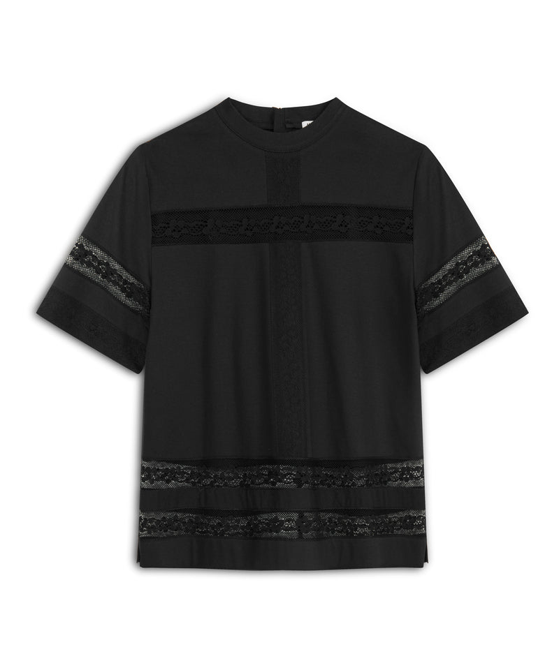 Machka Lace Mix T-Shirt Black