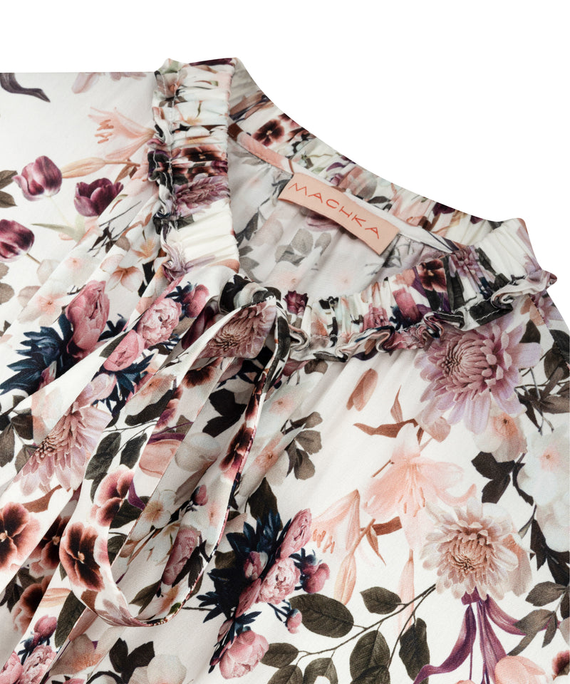 Machka Collar Lace Detail Printed Dress Old Rose