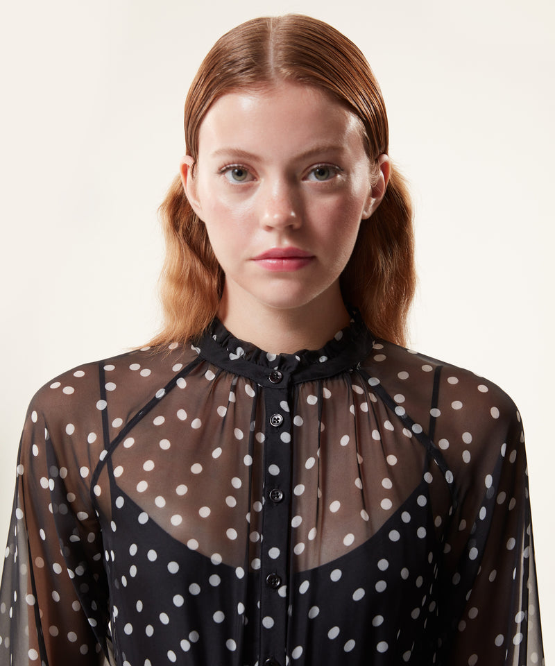 Machka Polka Dot Belted Dress Black