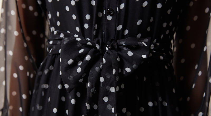 Machka Polka Dot Belted Dress Black