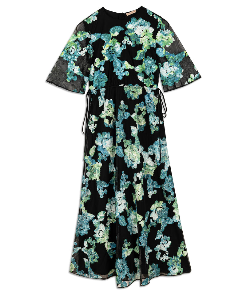 Machka Floral Embroidery Ruffle Dress Turquse