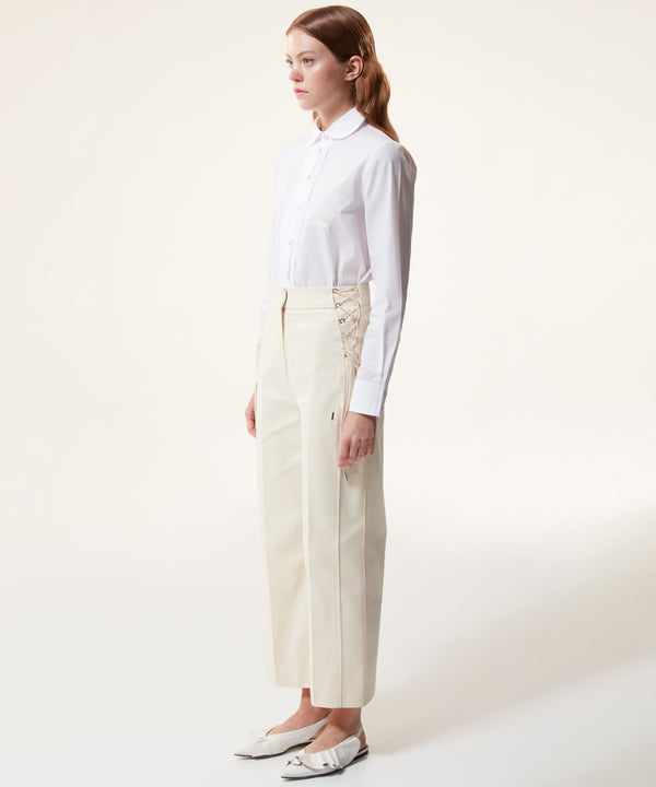 Machka Solid Tie Detail Trousers Off White