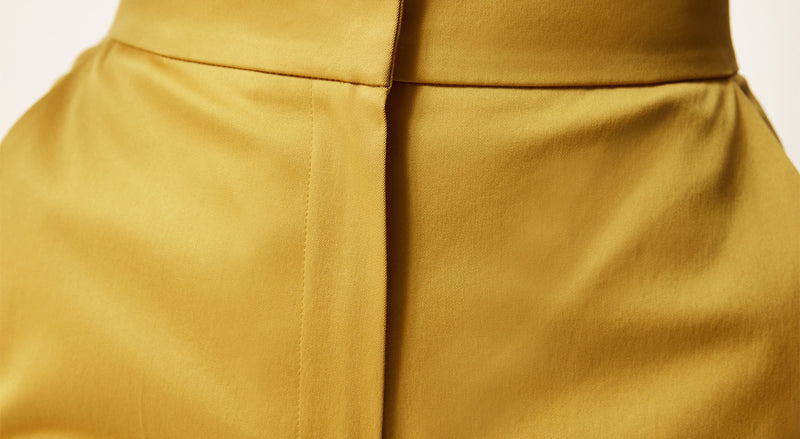 Machka Folded Hem Gabardine Trousers Yellow