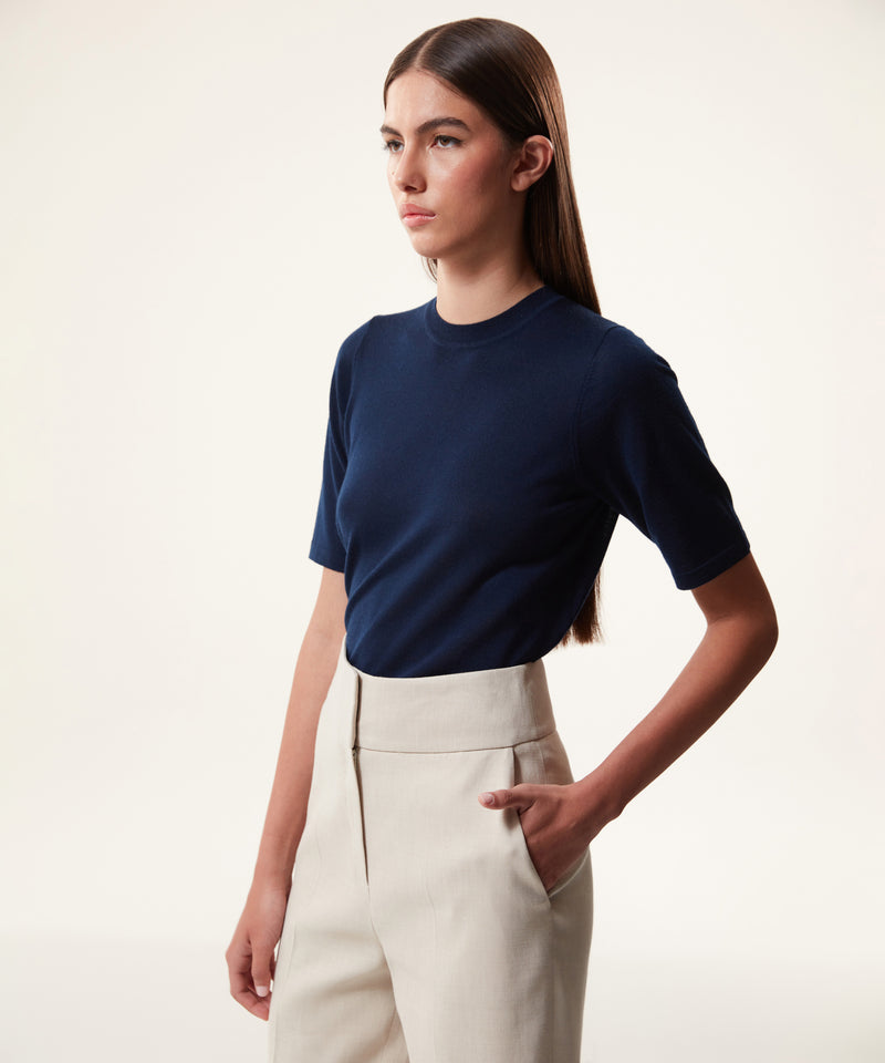 Machka Linen-Wool Blend Cigarette Fit Trousers Natural