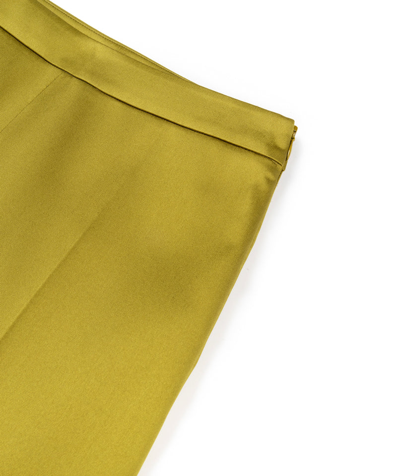 Machka Shiny Textured Solid Trousers Yellow