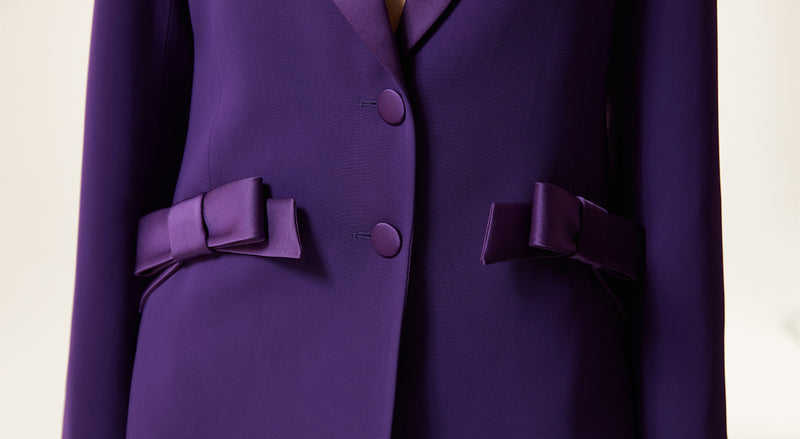 Machka Crepe Blazer With Bow Accessories Dark Purple