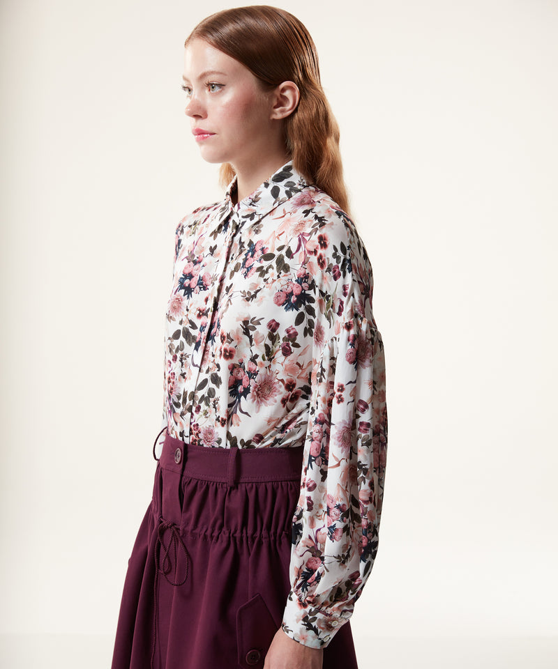 Machka Floral Printed Relaxed Fit Shirt Old Rose
