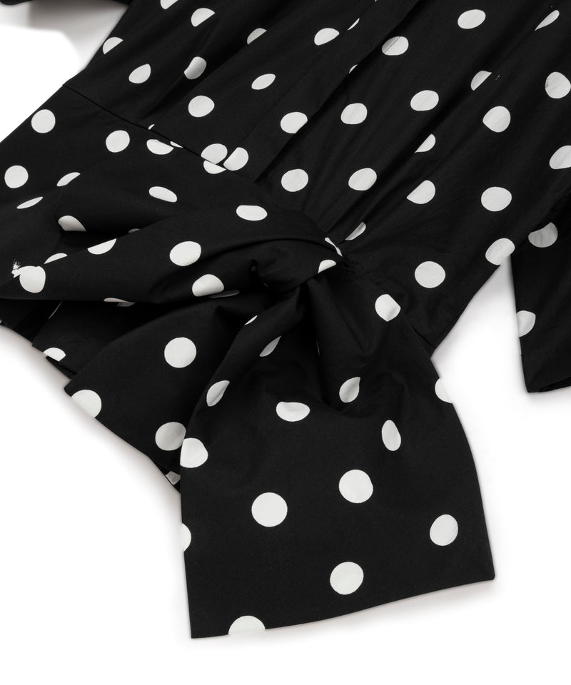 Machka Polka Dots Tie Detail Blouse Black
