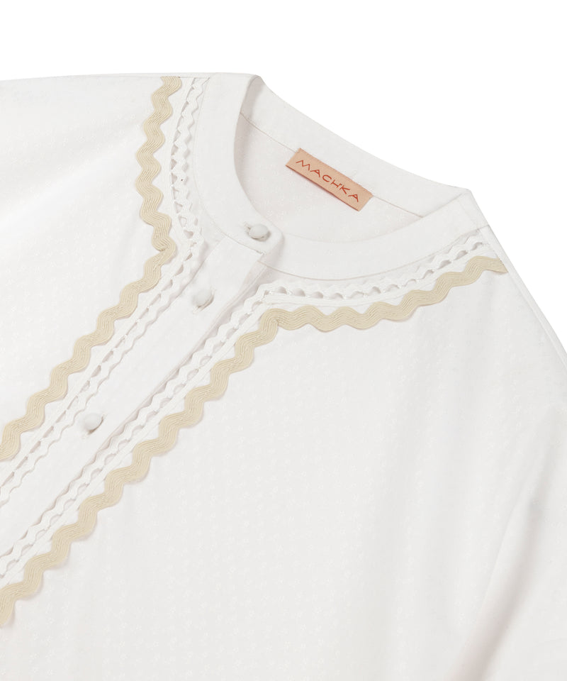 Machka Stripe Embroidered Poplin Blouse White