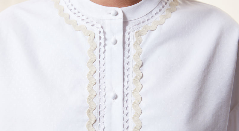 Machka Stripe Embroidered Poplin Blouse White