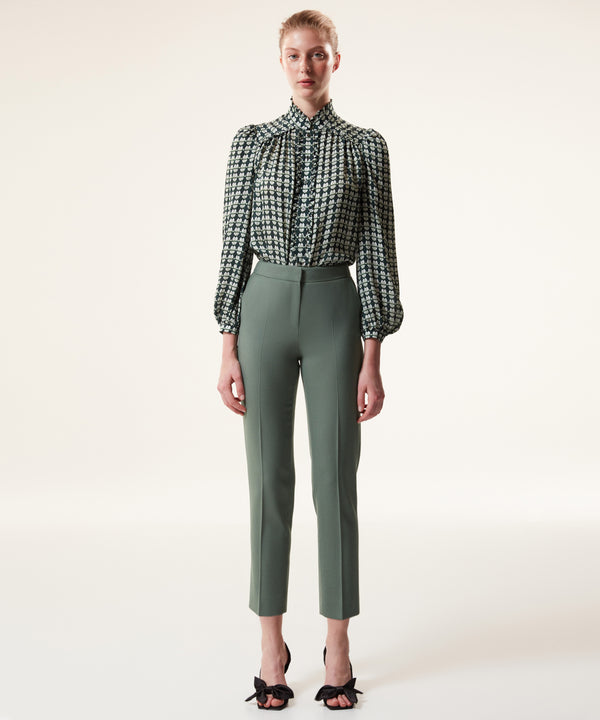 Machka Patterned With Frill Blouse Green