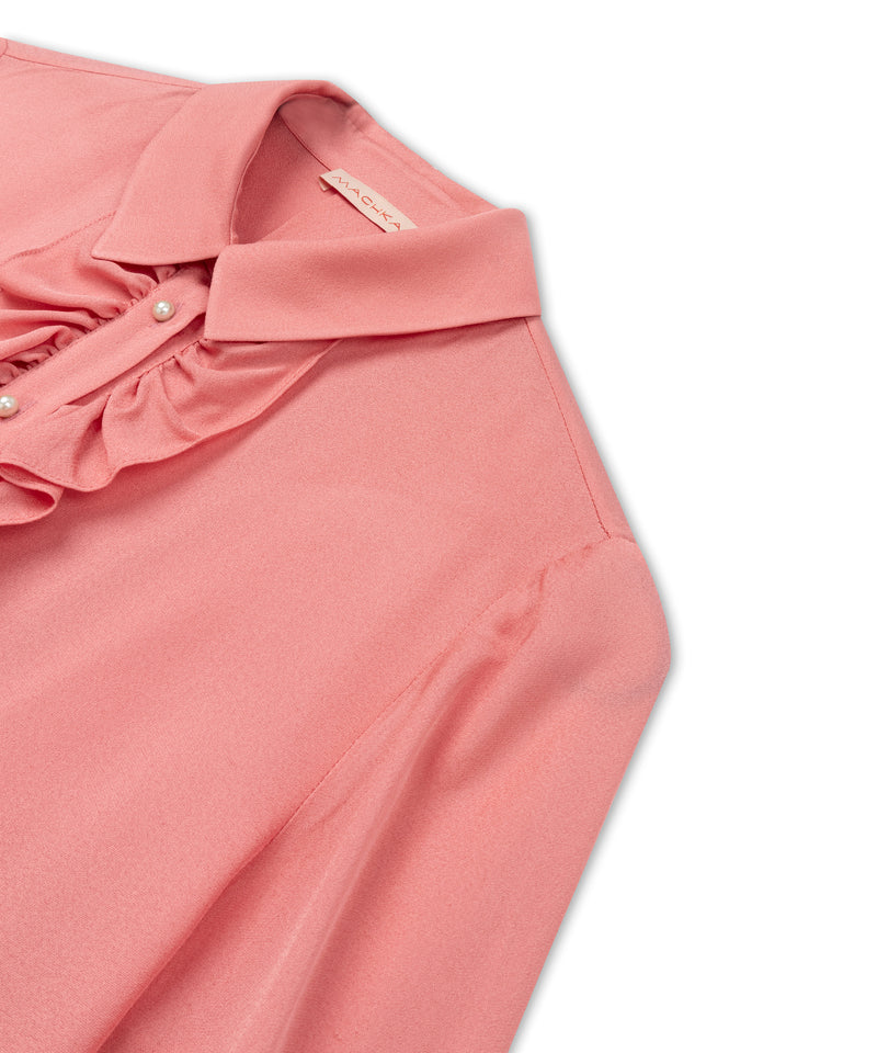 Machka Ruffle Effect Solid Shirt Pink