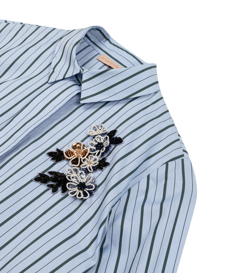 Machka Line Pattern Embroidered Shirt Blue