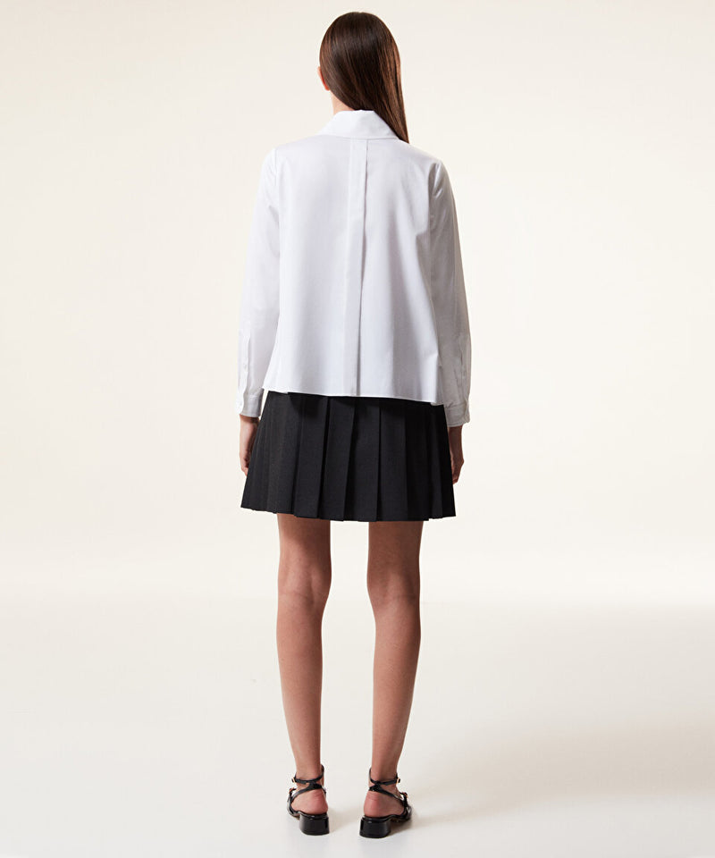 Machka Shirt With Pleated-Ruffle Hemline White