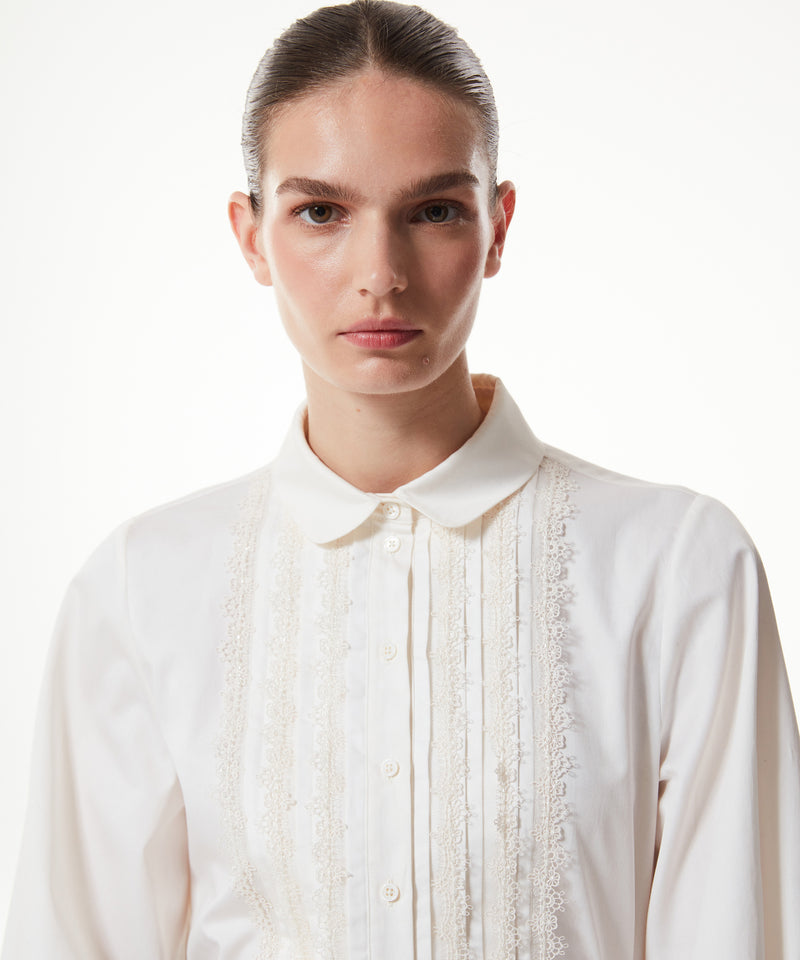 Machka Embroidered Poplin Shirt Off White