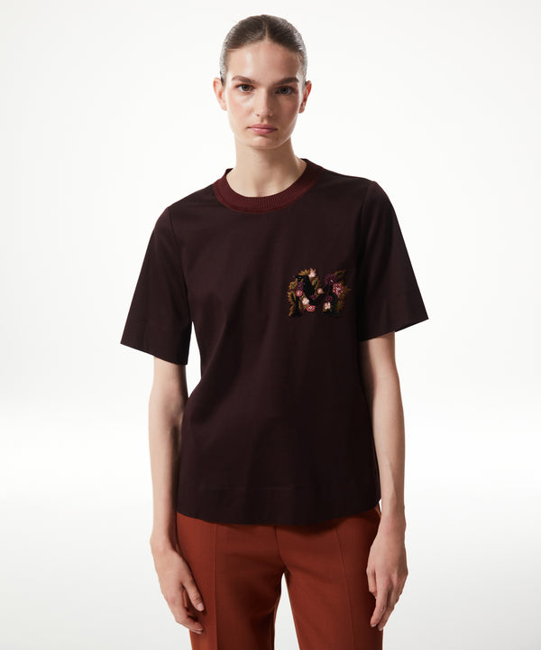 Machka Embroidered Casual Fit T-Shirt Bordoux