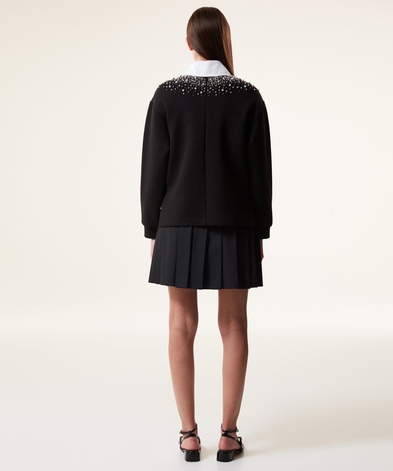 Machka Pearl-Embroidered Sweatshirt Black