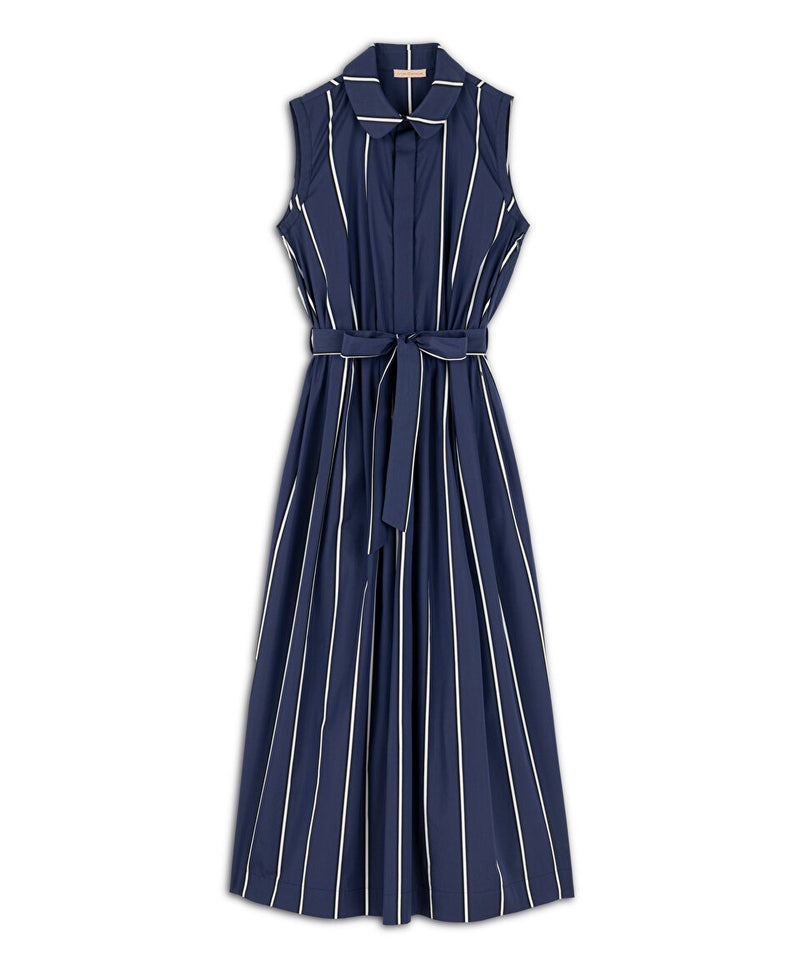 Machka Striped Poplin Dress Navy Blue