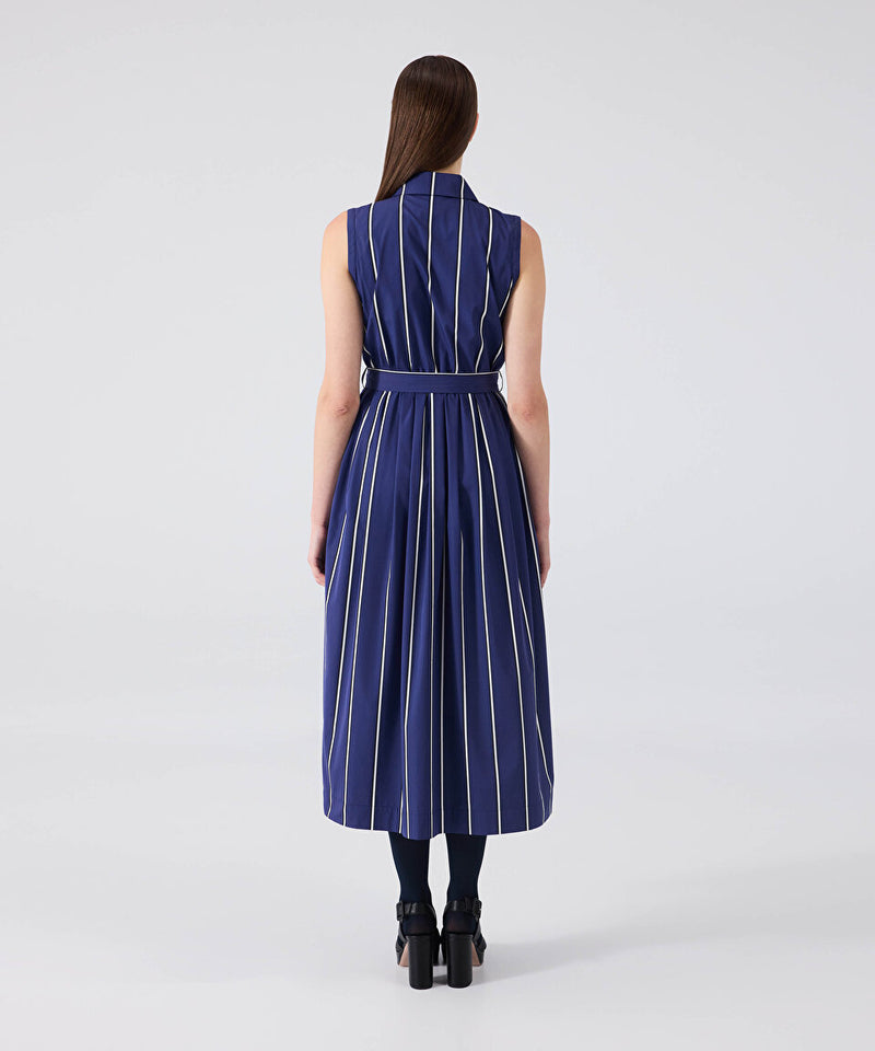 Machka Striped Poplin Dress Navy Blue