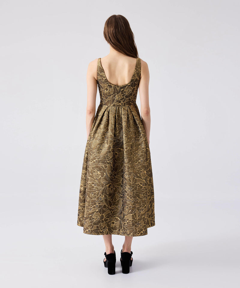 Machka Brocade Midi Dress Gold