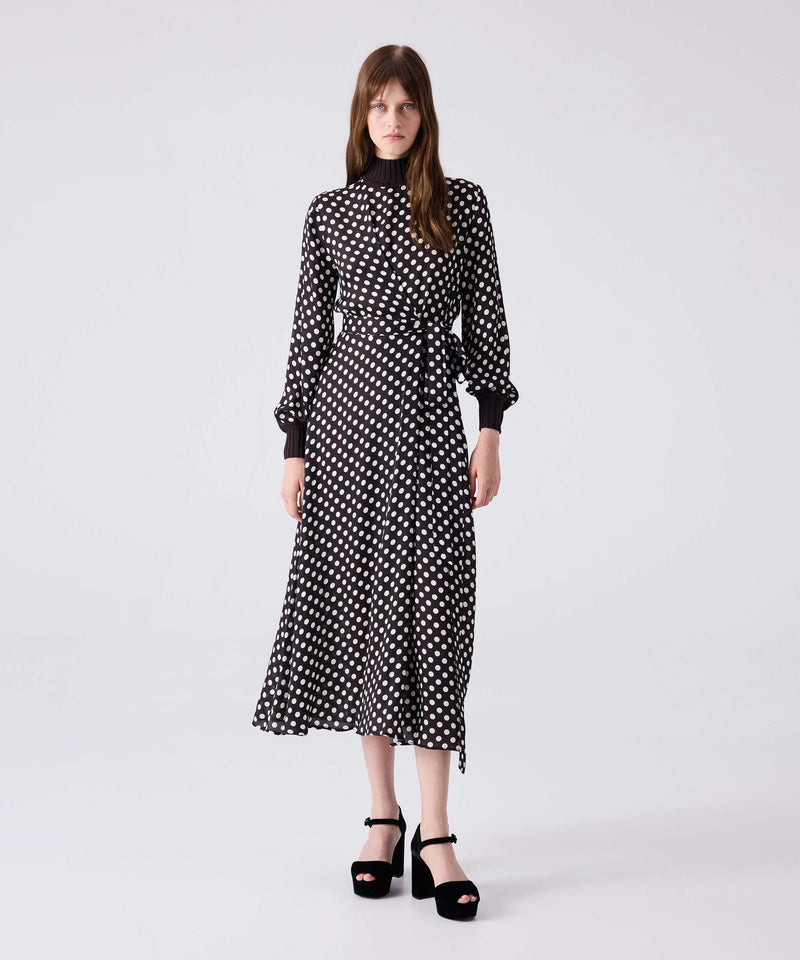 Machka Polka Dot Pattern Dress Dark Brown