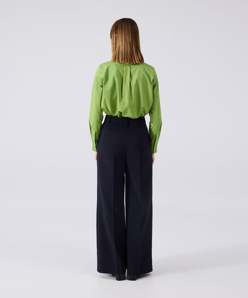 Machka Wide Leg Fit Pleated Trousers
 Navy Blue