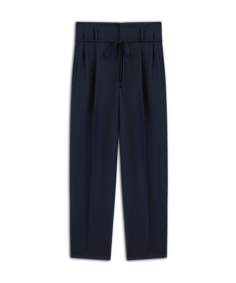 Machka Cigarette Fit Wool Trousers Navy