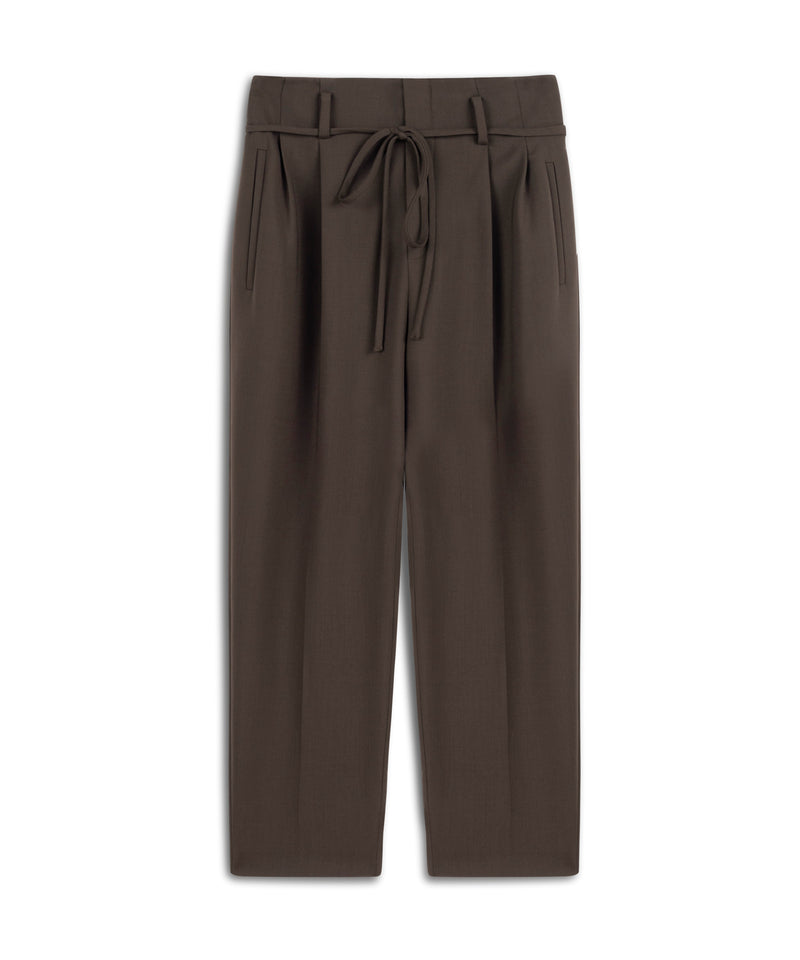 Machka Carrot Fit Trousers With Thin Belt Dark Brown