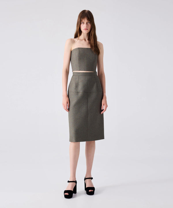 Machka Straight Cut Skirt Green