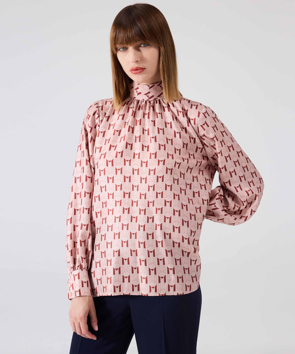 Machka Logo Printed Silk Blouse
 Powder