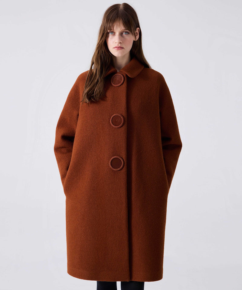 Machka Textured Heavy Wool Coat Brick