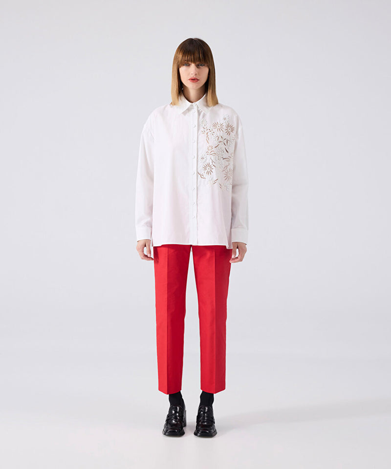 Machka Embroidered Oversize Shirt
 White