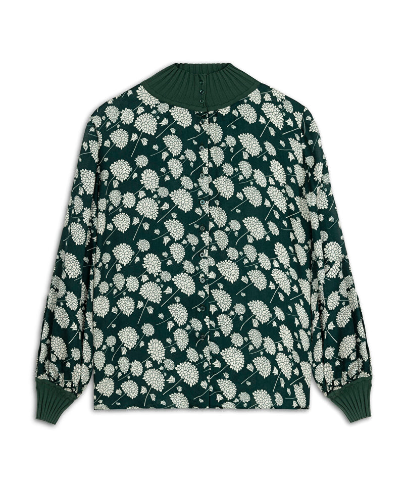 Machka Rib Mixed Patterned Shirt
 Dark Green