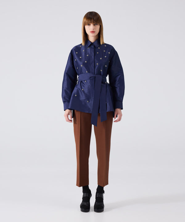 Machka Embroidered Shirt Jacket Navy