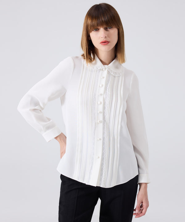 Machka Lace Striped Shirt Off White