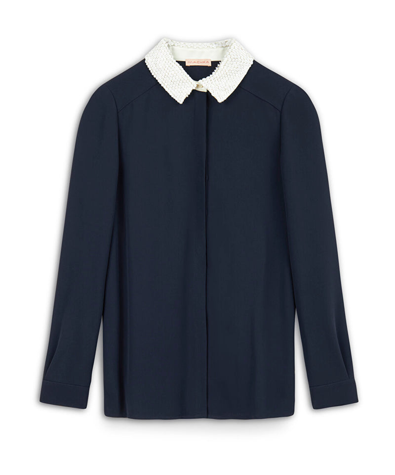 Machka Contrast Collar Shirt Navy