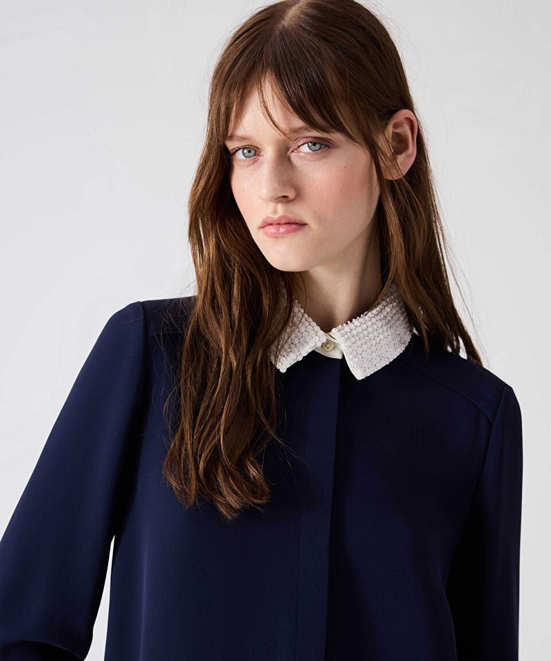 Machka Contrast Collar Shirt Navy